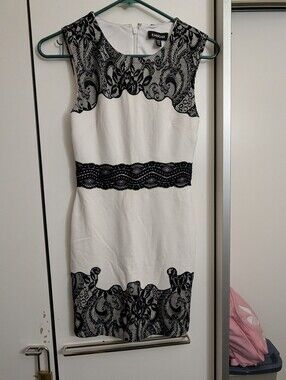 White And Black Bebe Dress Excellent Condition Size Xxs